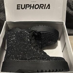 Euphoria Black Glitter Boots